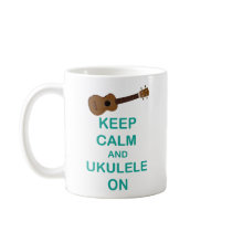 Keep Calm and Ukulele On unique Hawaii fun print Coffee Mug