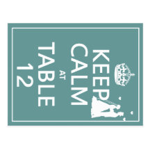 Keep Calm at Table x(table numbers) Post Card