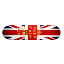 Keep Calm British Flag Union Jack GB Carry On Custom Skate Board