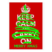 KEEP CALM Christmas Tree Grafitti Post Card