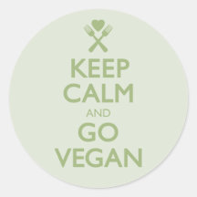 Keep Calm Go Vegan Round Sticker