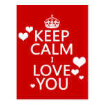 Keep Calm I Love You - all colours Postcard