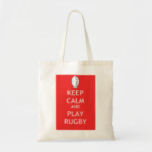 Keep Calm & Play Rugby Tote Bags