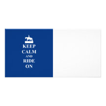 Keep calm & ride on (blue) photo card template