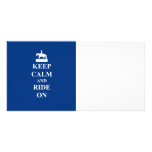 Keep calm & ride on (blue) photo cards