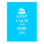 Keep calm & ride on (light blue) post card