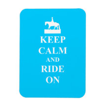 Keep calm & ride on (light blue) vinyl magnet