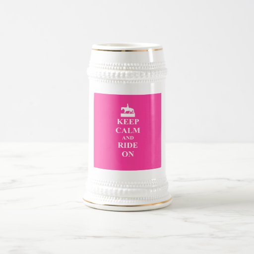 Keep calm & ride on (pink) mugs