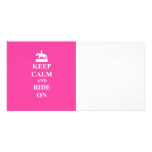 Keep calm & ride on (pink) photo cards
