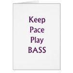 Keep pace Play bass purple text Greeting Cards