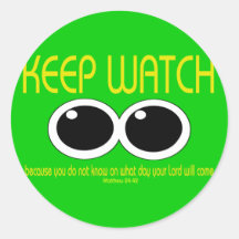 KEEP WATCH - Matt 24:42 Round Stickers