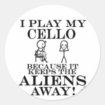 Keeps Aliens Away Cello Round Stickers