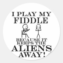 Keeps Aliens Away Fiddle Round Sticker
