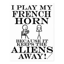 Keeps Aliens Away French Horn Post Cards