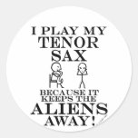 Keeps Aliens Away Tenor Sax Sticker