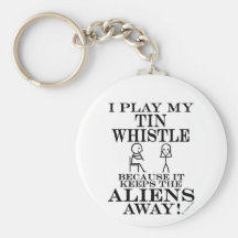 Keeps Aliens Away Tin Whistle Keychains