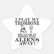 Keeps Aliens Away Trombone Star Sticker