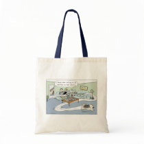Keeshond "Livingroom Agility" Cartoon Tote Bag