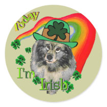 Keeshond St Patrick's Day Round Sticker