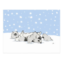 Keesies Playing in the Snow Postcard