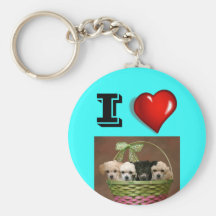 Keller's Custom I love Puppies Sticker Key Chains