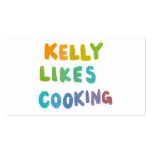 Kelly likes cooking fun colourful unique word art business card template