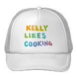 Kelly likes cooking fun colourful unique word art mesh hats