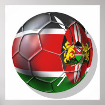 Kenya flag soccer ball soccer players gifts posters