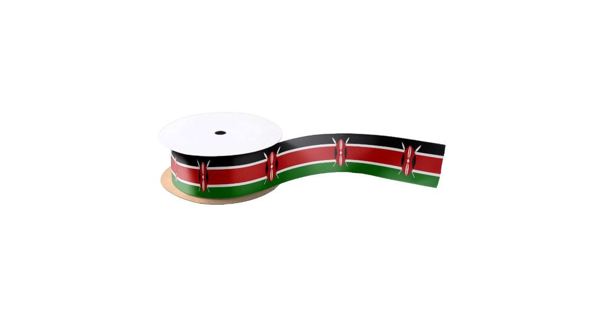 Kenyan flag ribbon satin ribbon Zazzle