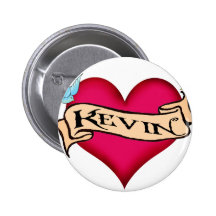 Kevin - Custom Heart Tattoo T-shirts & Gifts Buttons