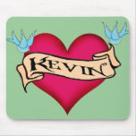 Kevin - Custom Heart Tattoo T-shirts & Gifts mousepads