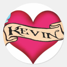Kevin - Custom Heart Tattoo T-shirts & Gifts Stickers
