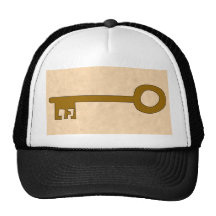 Key. Brown Key on Parchment Effect. Hats