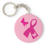 Key Chain: Pink Ribbon with Pink Butterfly keychains