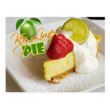 Key Lime Pie with strawberries Post Card