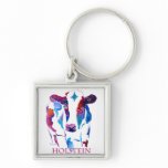 Key Ring Holstein Cow in Purple & Blues Keychain