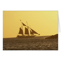 Key West Clipper Ship Ocean Sunset Greeting Card