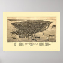 Key West, FL Panoramic Map - 1884 Print