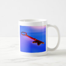 KEY WITH BLUE BACKGROUND COFFEE MUG