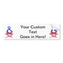 Keyboard player stick outline red blue cutout bumper stickers