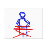 Keyboard player stick outline red blue cutout canvas print