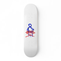Keyboard player stick outline red blue cutout custom skate board