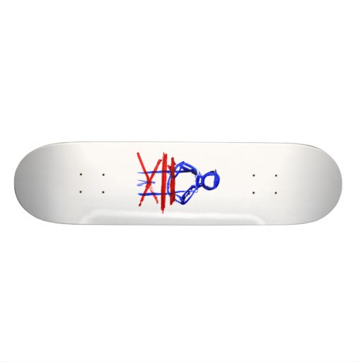 Keyboard player stick outline red blue cutout custom skate board
