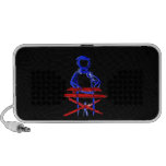 Keyboard player stick outline red blue cutout speaker