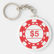 Keychain $5 Casino Chip Red Keychain