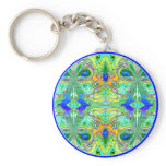 Keychain: "Green Butterflies with Blue Gemstones"