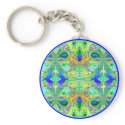 Keychain: "Green Butterflies with Blue Gemstones"
