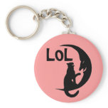 Keychain LOL Laughing Cat & Sliver Moon silhouette