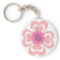 Keychain Pink Heart Flower ZIZZAGO