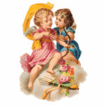 KEYCHAIN - VICTORIAN ERA CUPID & SWEETHEART photo sculptures